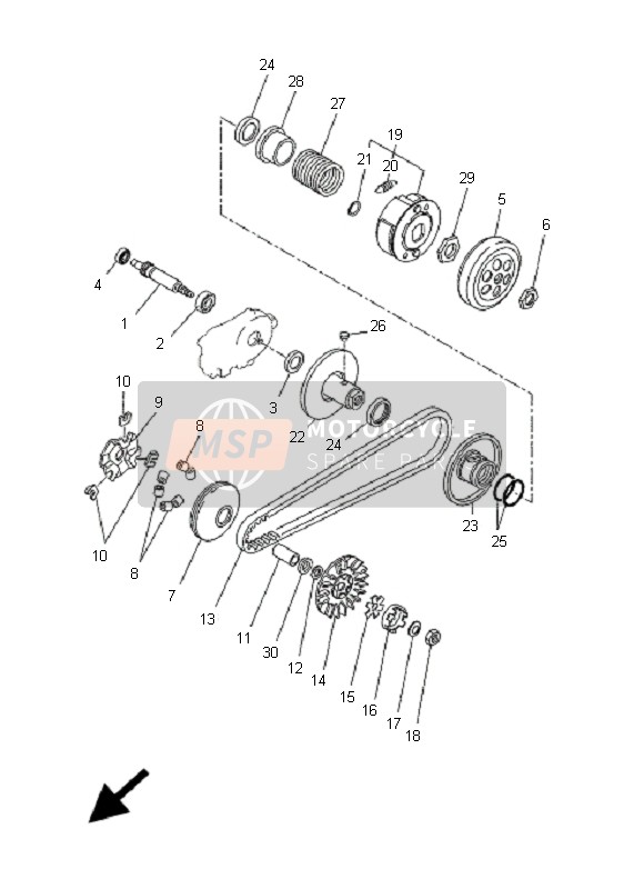 Yamaha EW50N SLIDER 2007 Embrayage pour un 2007 Yamaha EW50N SLIDER